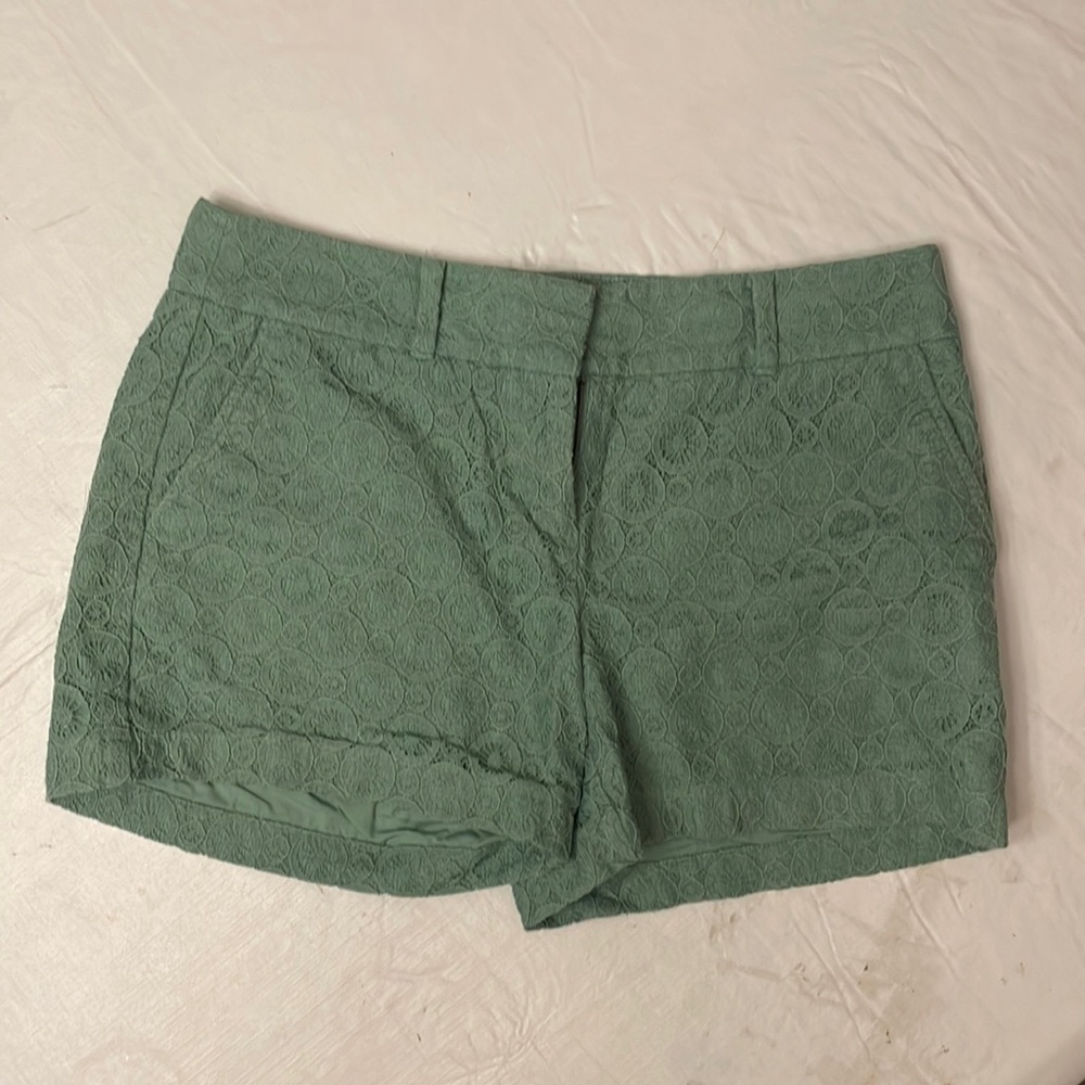 Ann Taylor shorts. Green with lace overlay. Size 4.